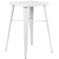 Flash Furniture CH-31330-WH-GG Square Bar Height Table in White